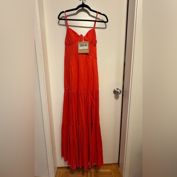 Hello Molly Seven Wonders Dixie Maxi Dress Fire Red w Slit - Picture 8 of 8